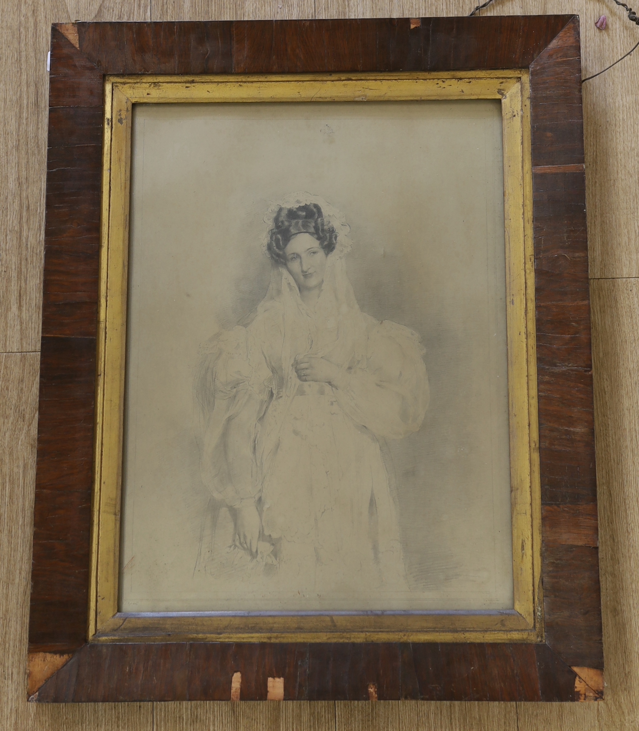 Sir William Charles Ross (1794-1860), lithograph, Portrait of Mary Ann, Countess of Seafield, Wife of the 6th Earl of Seafield, 53 x 39cm, original rosewood frame